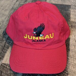 Juneau Alaska Hat Red Strapback Bald Eagle Baseball Cap